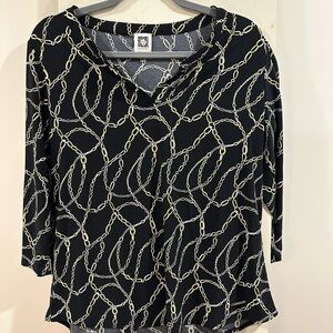 Anne Klein Black Top with Chain Pattern